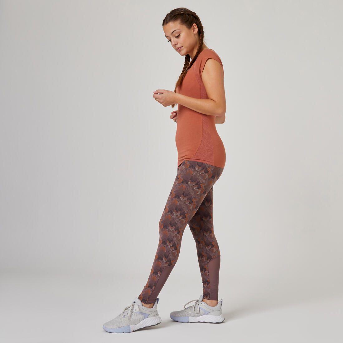 Legging fitness 7/8 coton extensible avec mesh femme