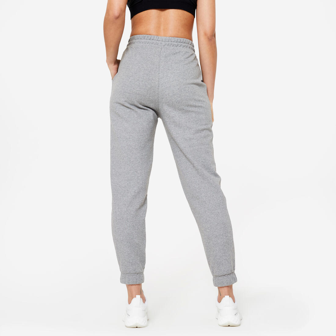 Pantalon regular fitness femme - 500 essentials blanc chiné