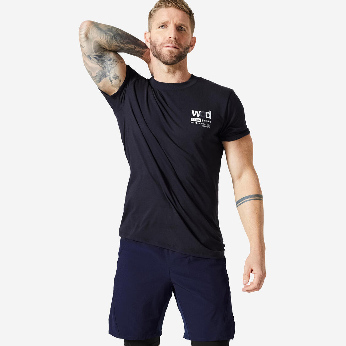 T-shirt de cross training respirant slim doux col rond homme