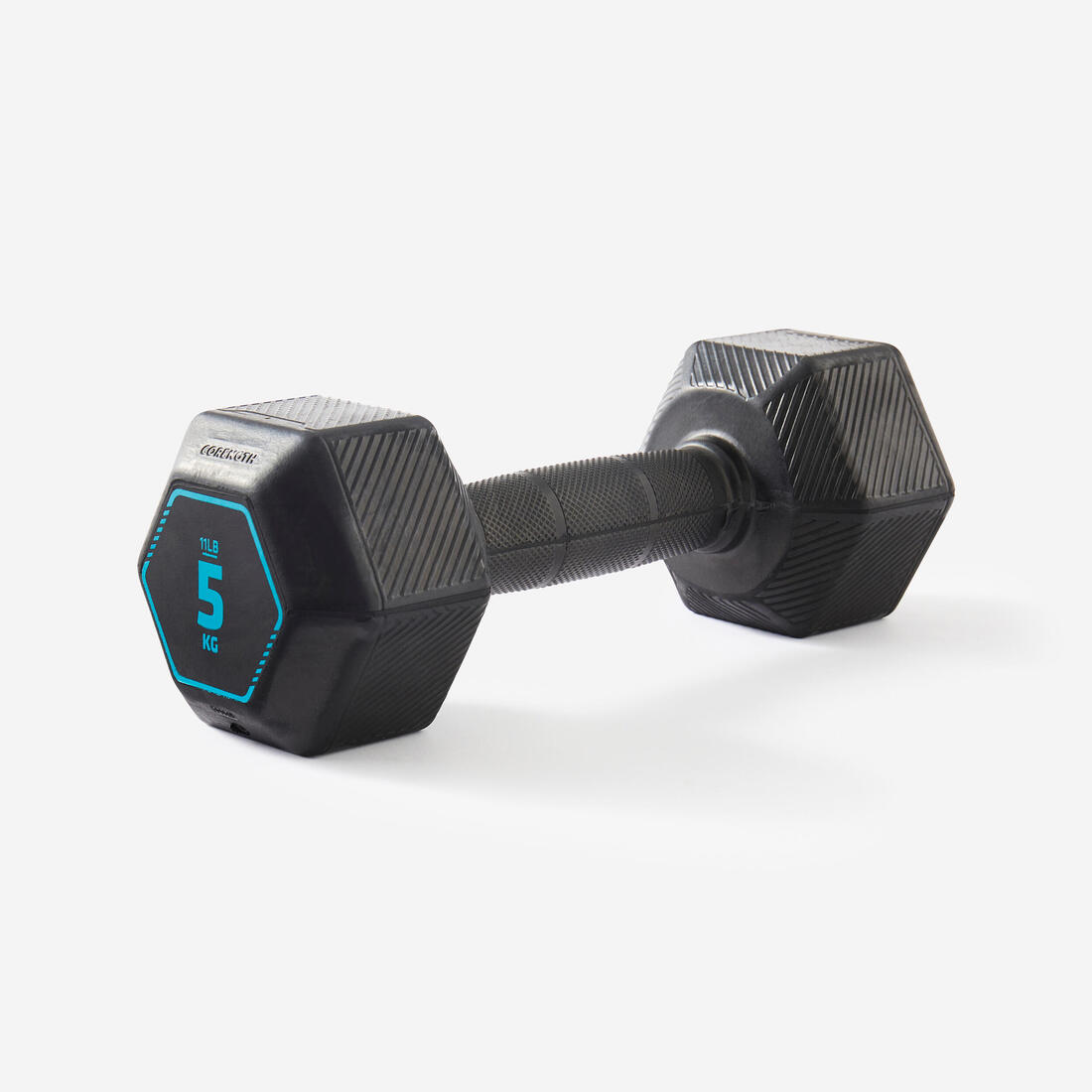 Haltère de cross training et musculation 5 kg - Dumbbell hexagonale noire