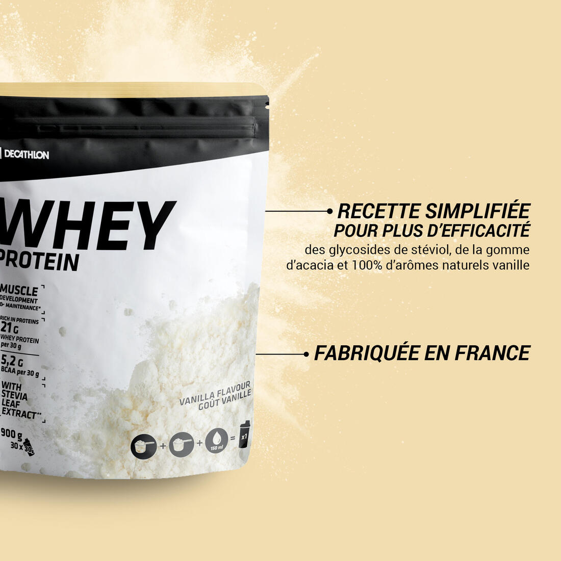 Whey protein vanille 900g