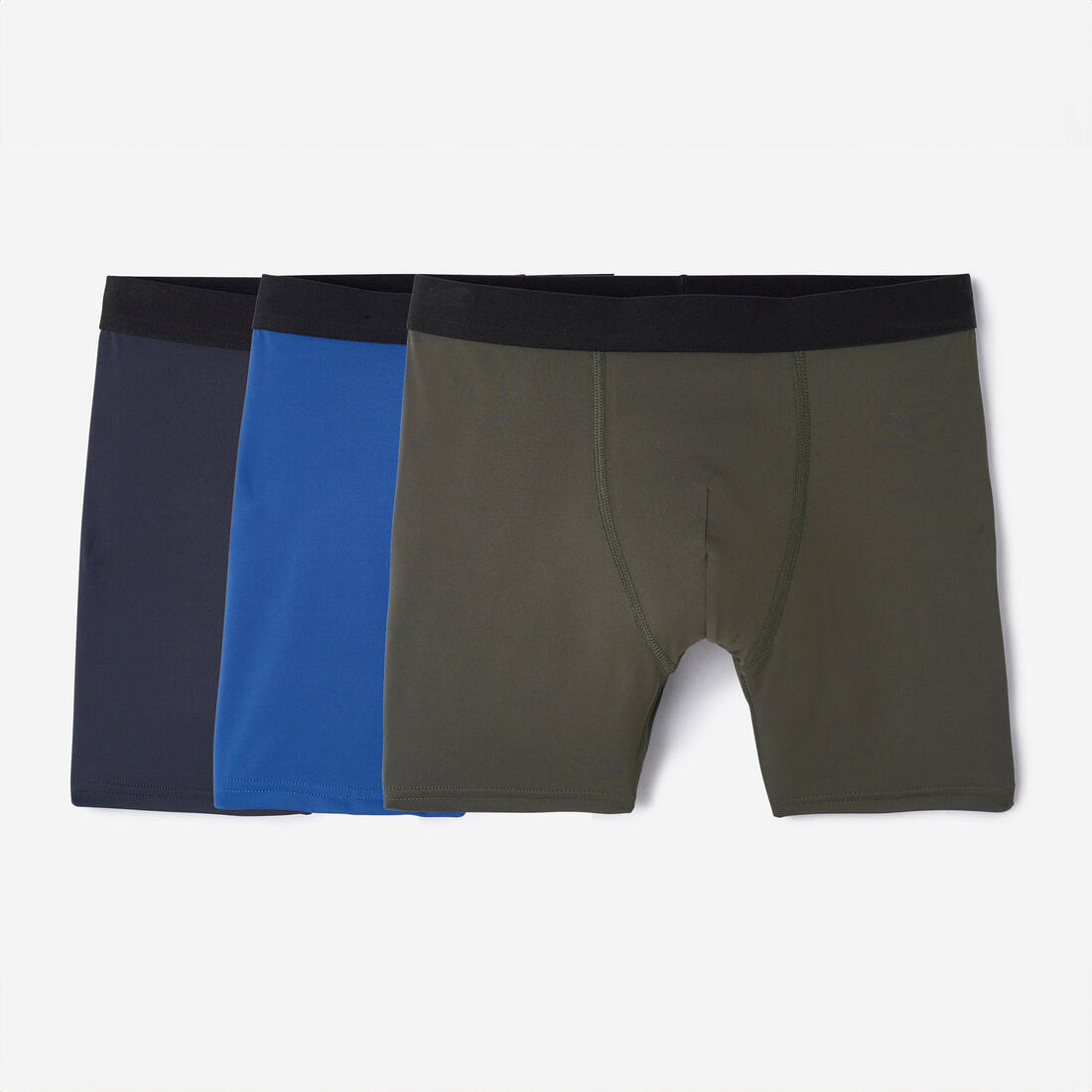 Lot de 3 boxers respirants en microfibre Homme, Bleu foncé/bleu/kaki