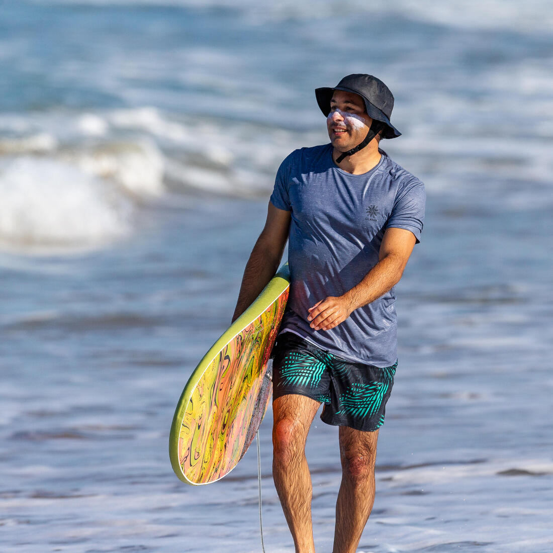 Boardshort surf 100 15" POPSTRIPE BLUE