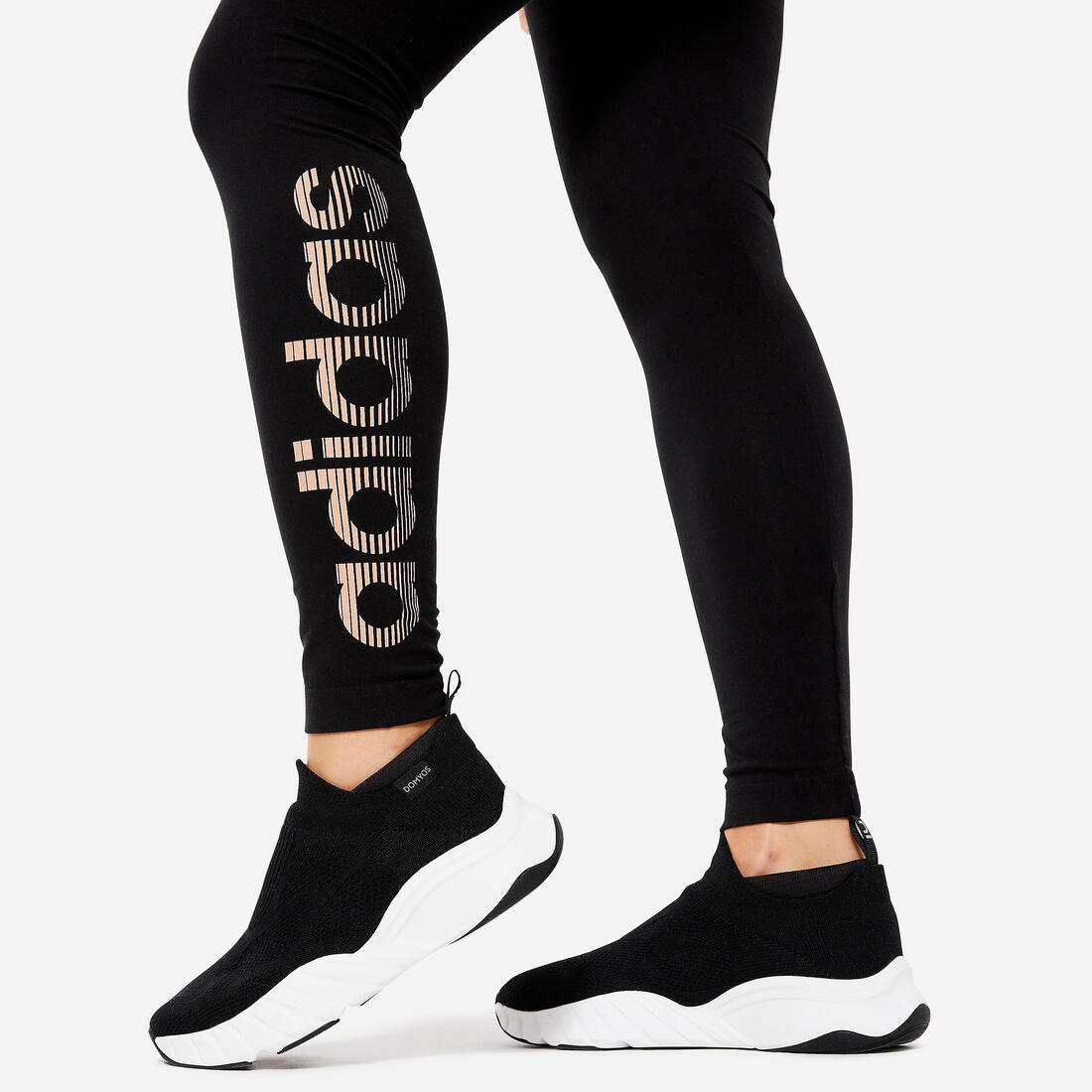 Legging de fitness en coton pour femme, noir