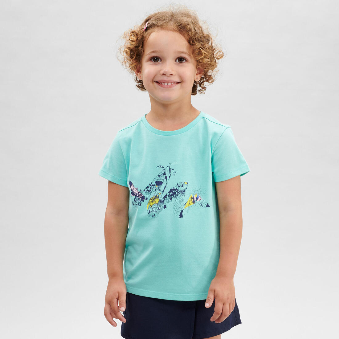 T-shirt de randonnée - MH100 KID turquoise phosphorescent enfant 2-6 ANS