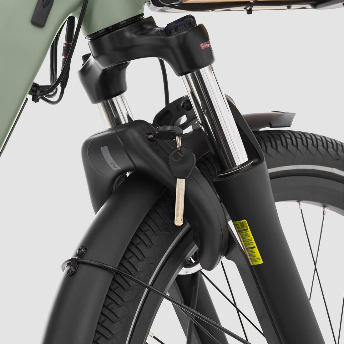 Vélo cargo électrique longtail chargement arrière R500E vert clair