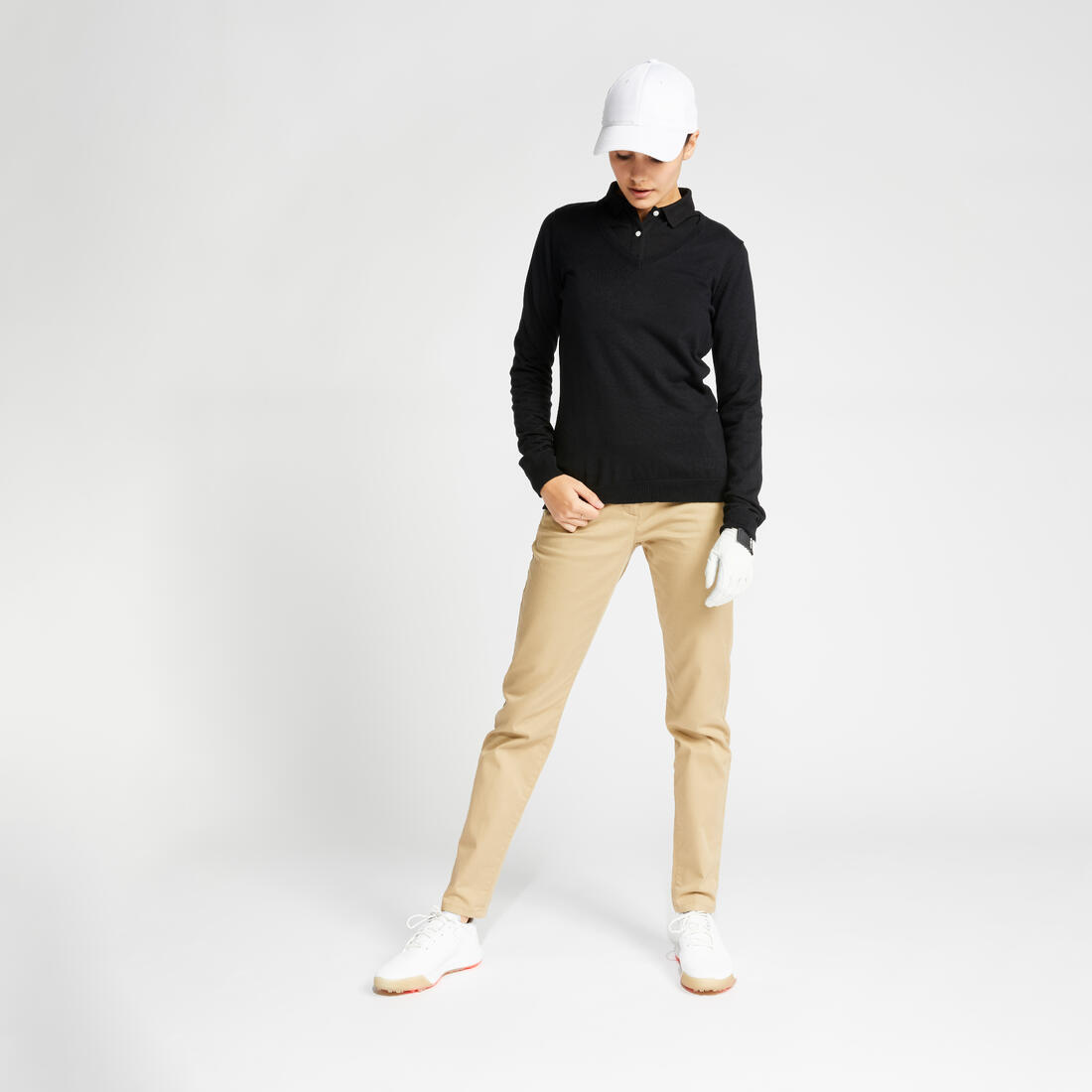 Pull de golf col V femme MW500