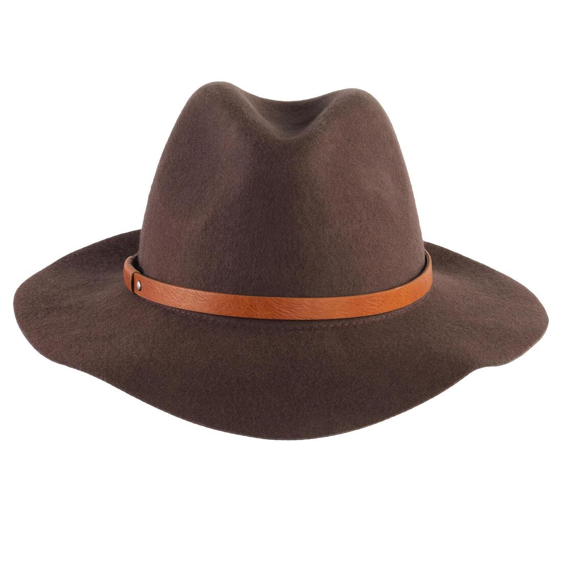 CHAPEAU FEMME CHASSE FEUTRE LAINE MARRON 500