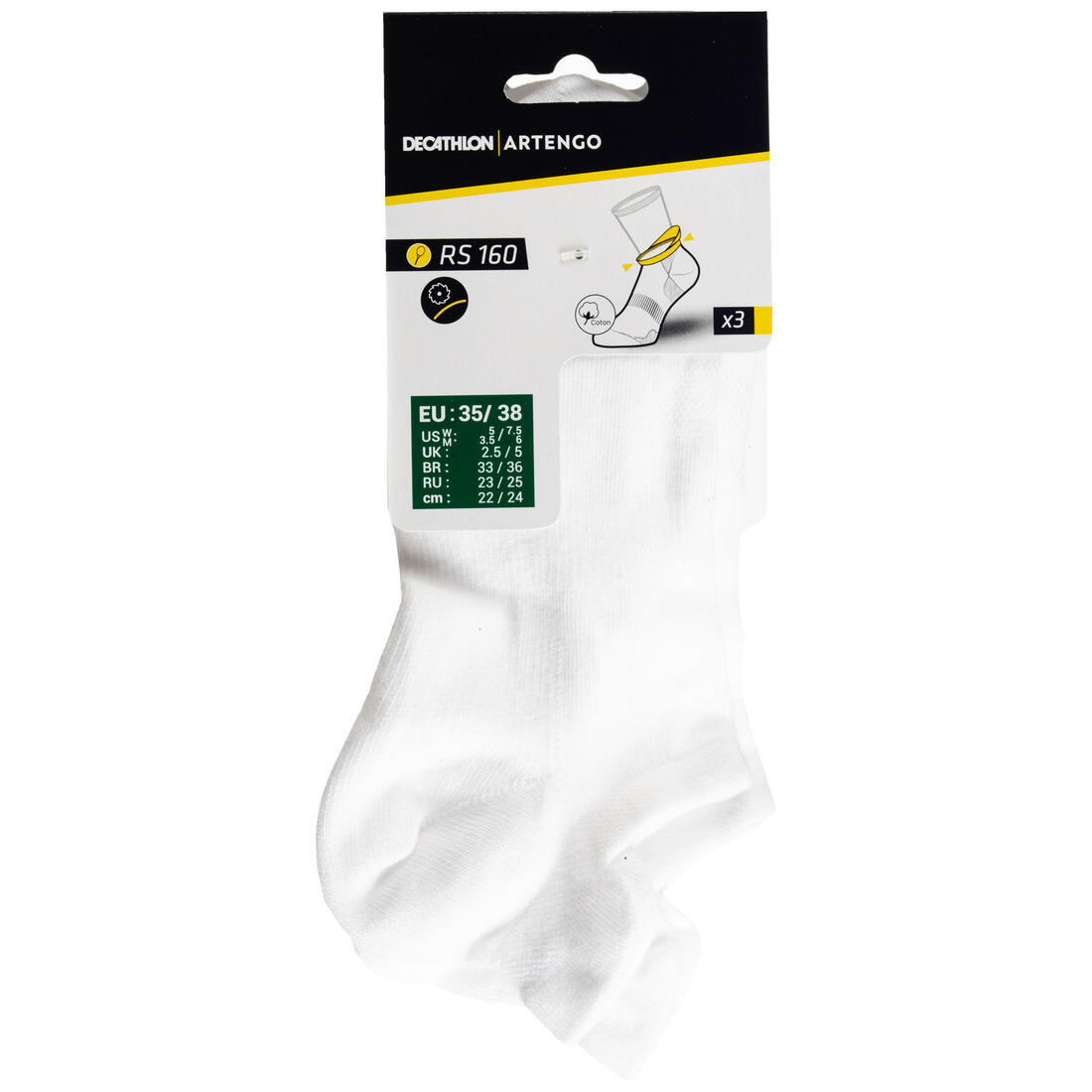 CHAUSSETTES DE SPORT BASSES ARTENGO RS 160 LOT DE 3