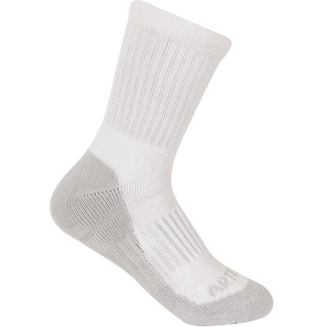 CHAUSSETTES DE SPORT ENFANT HAUTES ARTENGO RS 500 NOIR BLANC GRIS LOT DE 3