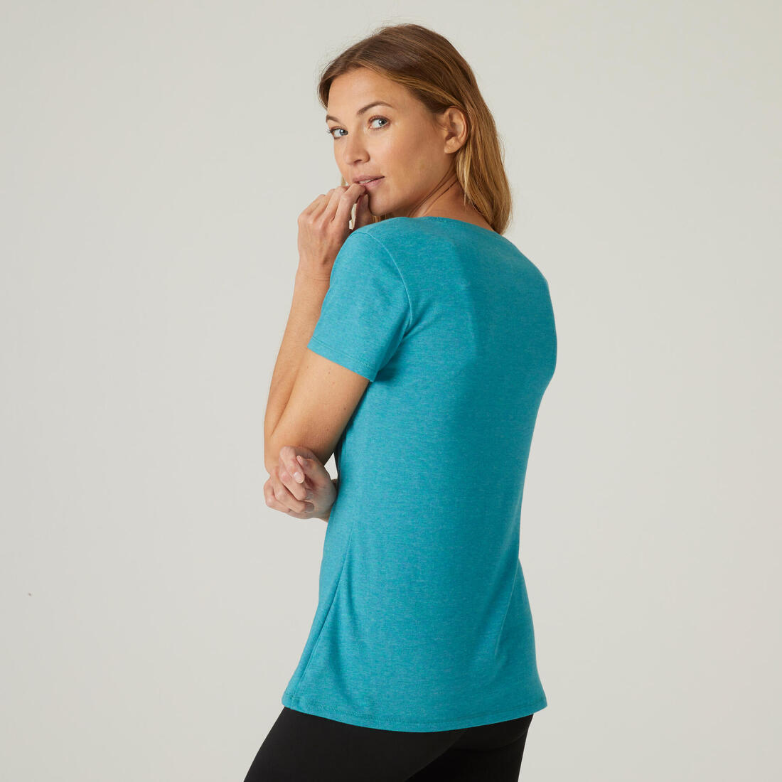 T-Shirt manches courtes régular Gym & Pilates femme bleu chiné