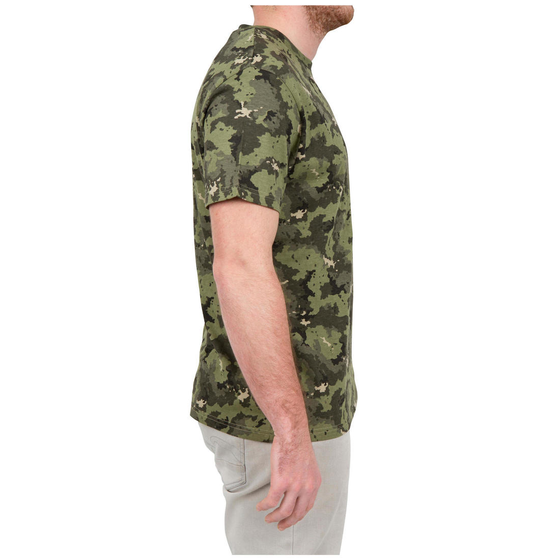 T-shirt manches courtes chasse 100 camouflage woodland