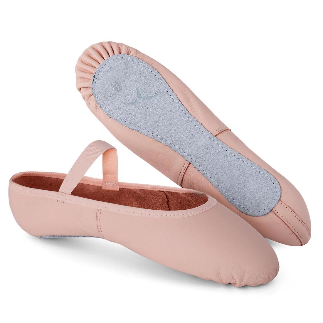 Demi-pointes danse classique cuir semelle entière rose sans lien tailles 25-40