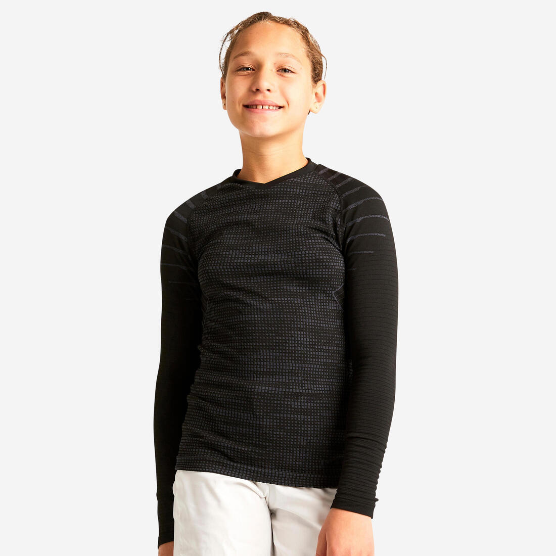 Sous-vetement thermique haut manches longues  enfant noir keepdry 500