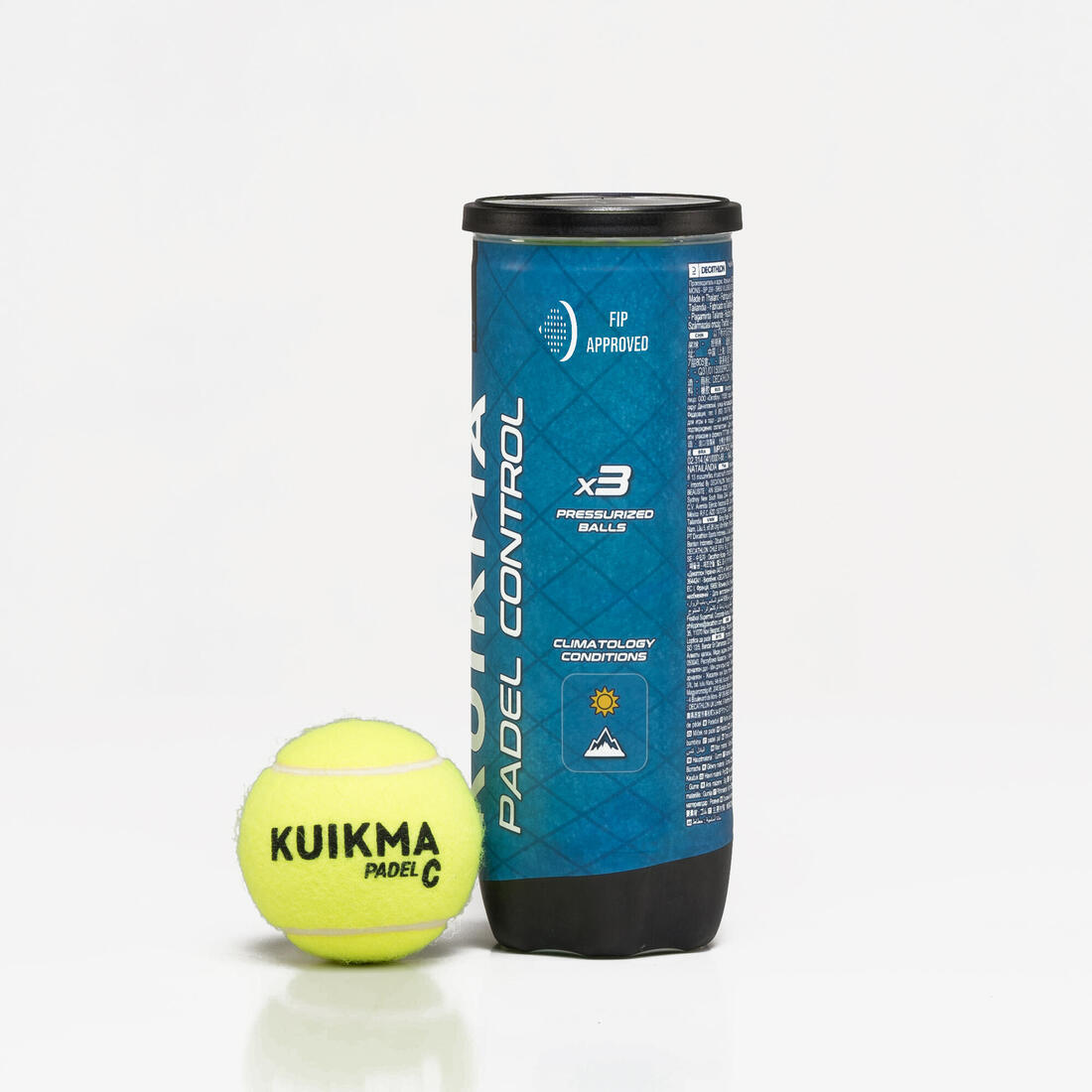 Tube de 3 balles de padel pressurisées - Kuikma PB Control