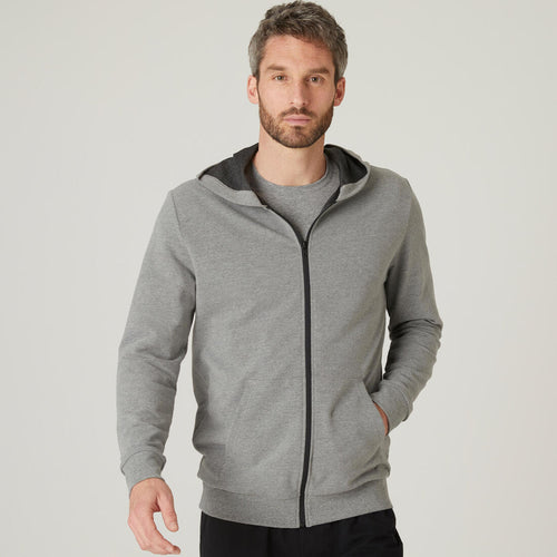 





Sweat zippé à capuche fitness homme  - 100