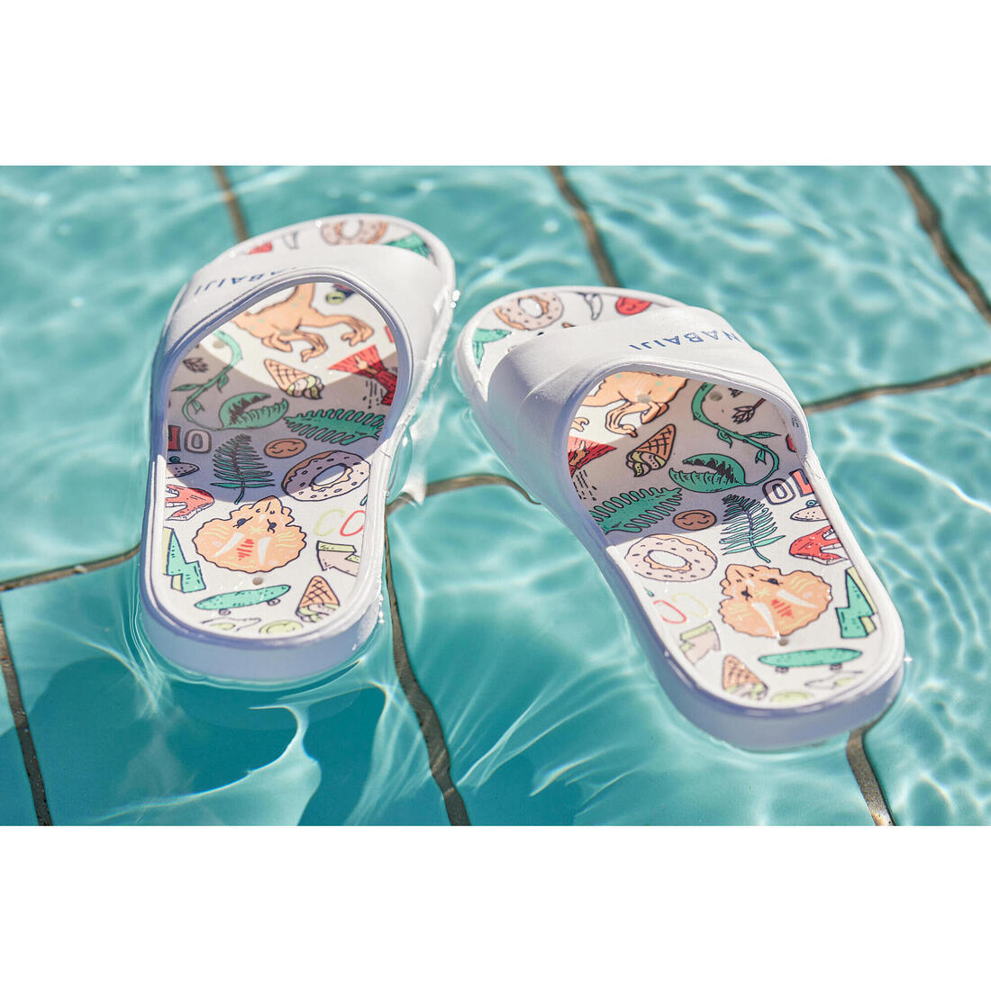 Sandale claquette piscine enfant slap 500 print croco