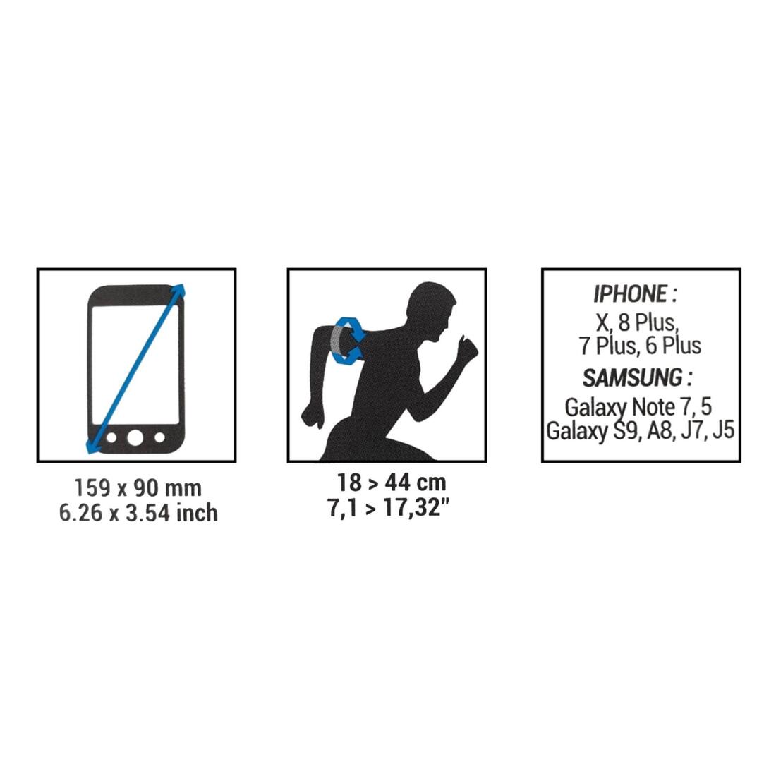 Brassard running smartphone grand téléphone Homme Femme - KIPRUN