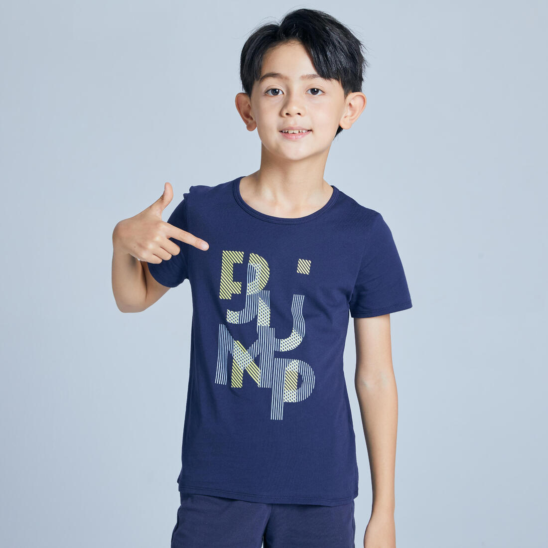 T-shirt manches courtes 100 garçon GYM ENFANT bleu ciel imprimé