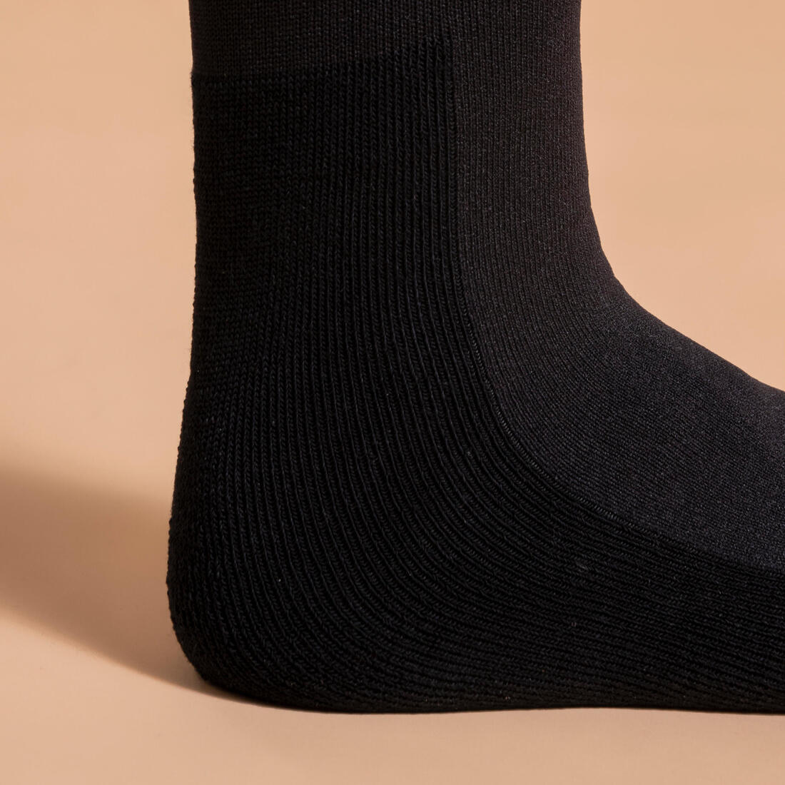 Chaussettes équitation adulte 100 noir rayures blanches et grises