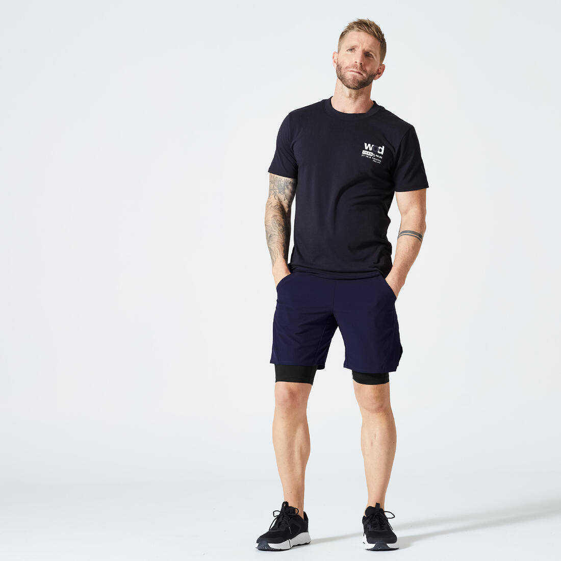 Short de fitness 2 en 1 collection respirant poche zippée homme