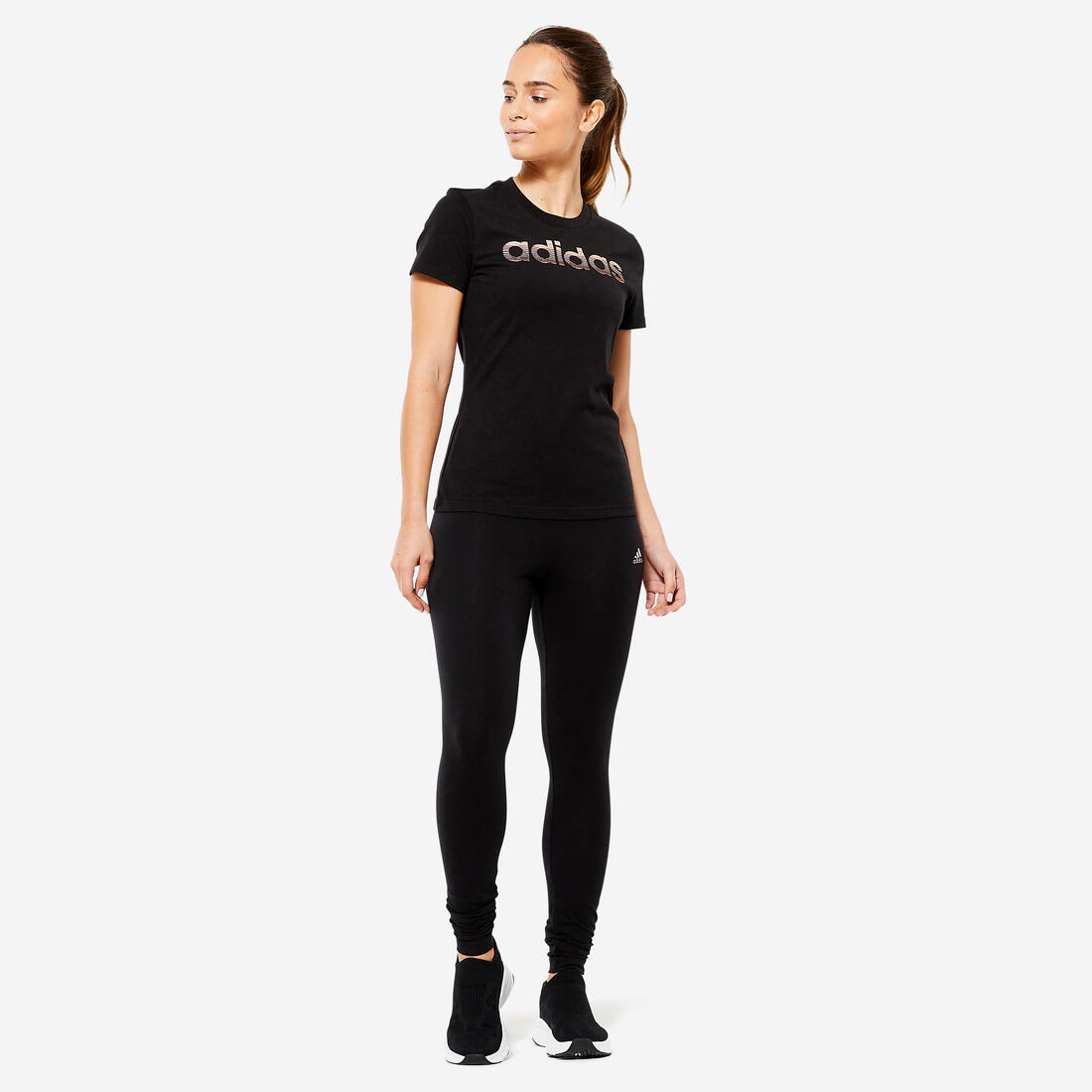 Legging de fitness en coton pour femme, noir