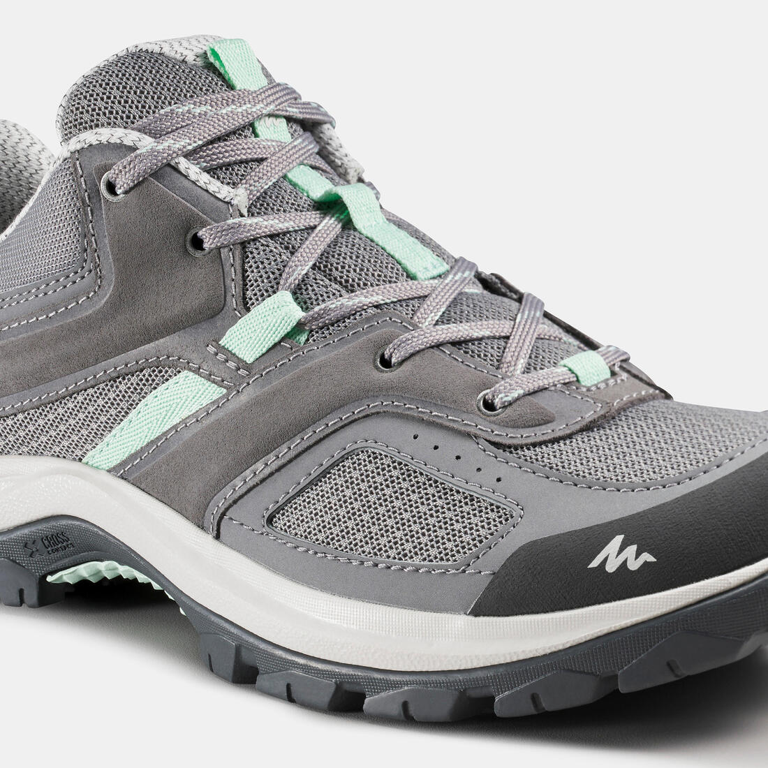 Chaussures de randonnée montagne - MH100 gris/vert- Femme