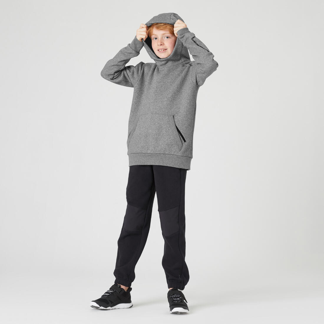 Sweat à capuche mixte, chaud enfant - 900 gris chiné moyen