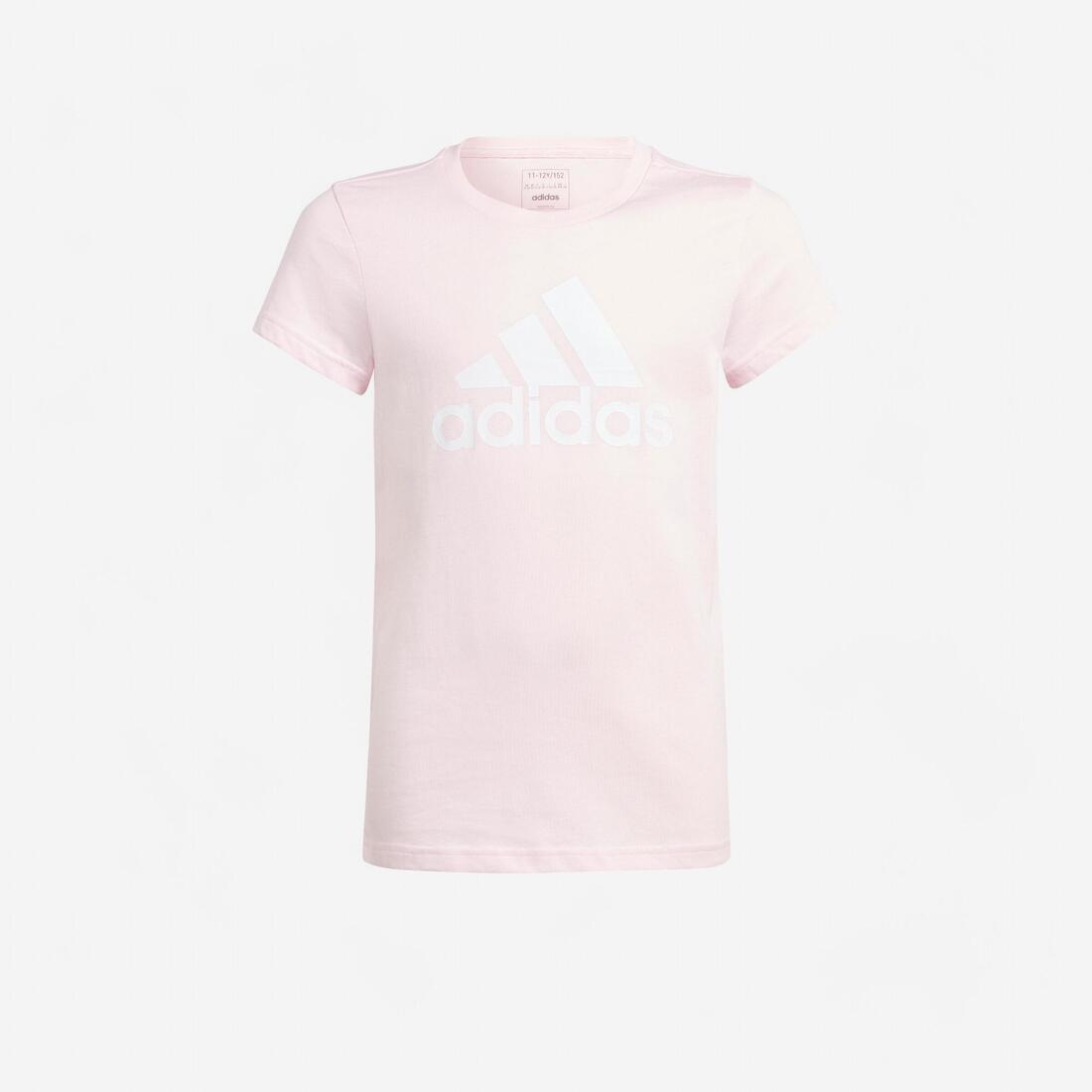 T-shirt adidas fille rose et blanc logo