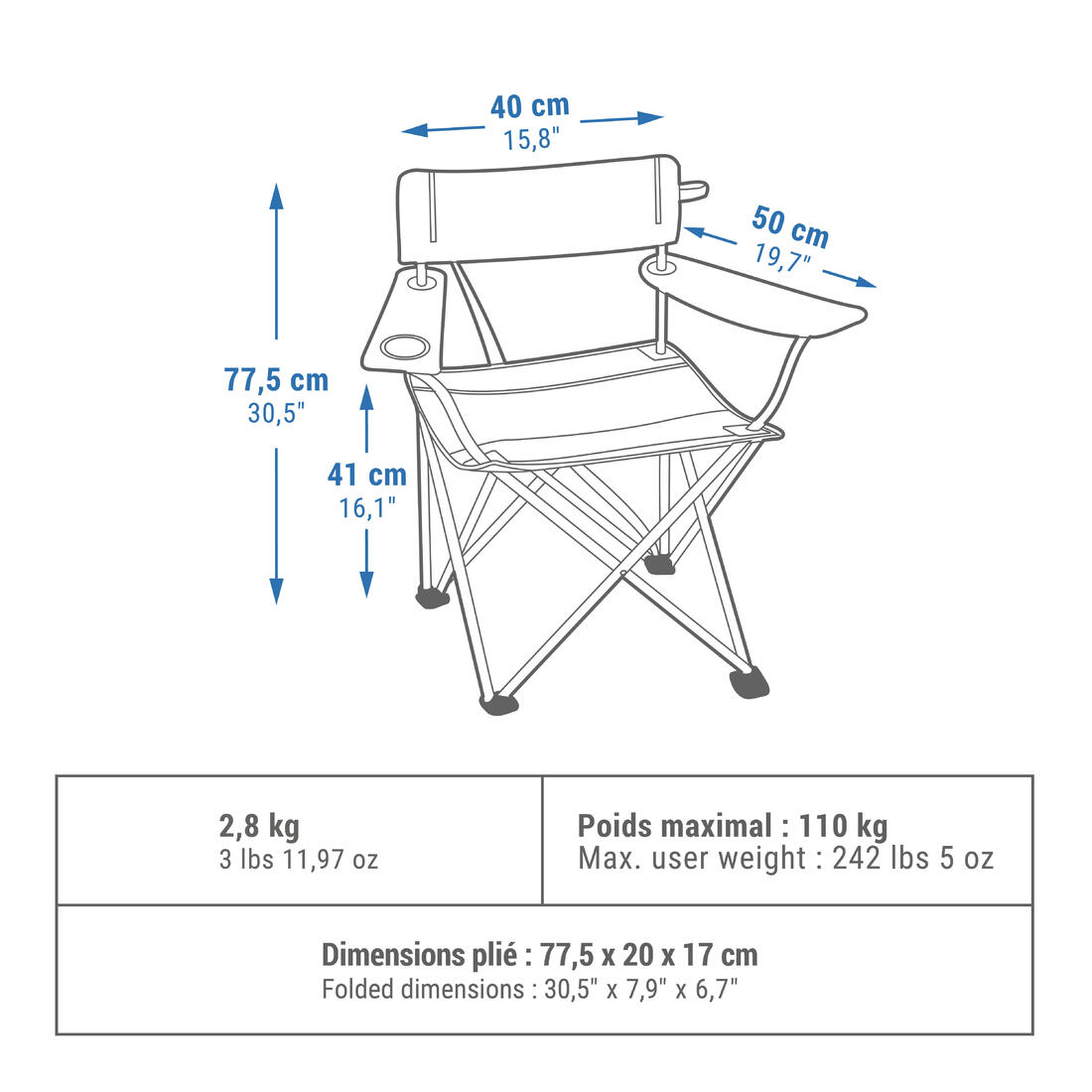 Fauteuil pliant pour le camping