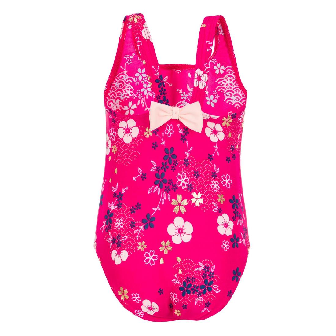 Maillot de bain 1 pièce bébé fille rose imprimé fleurs