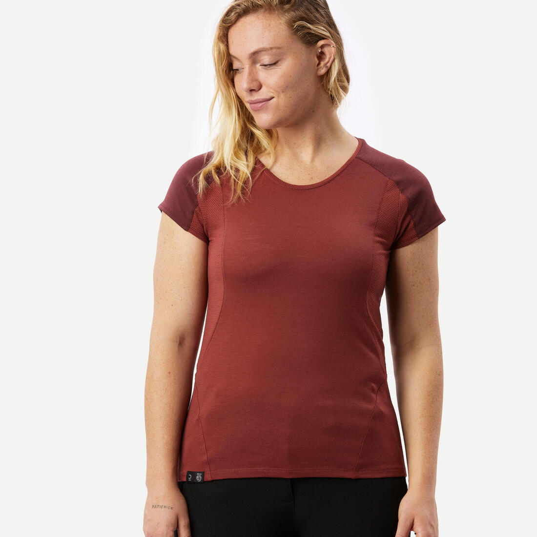 T-shirt de trek manches courtes en laine mérinos - Femme - MT500