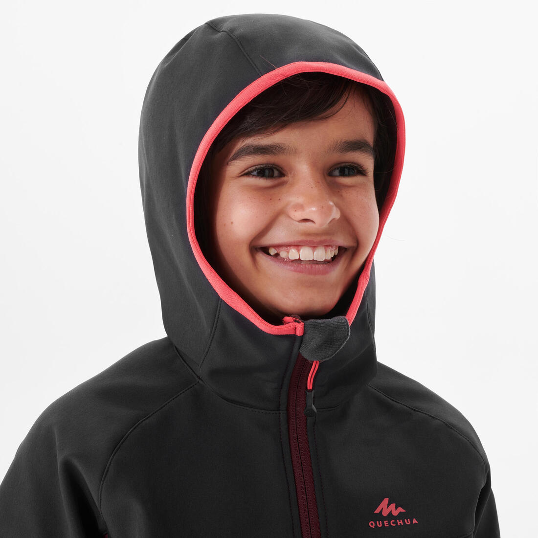 VESTE SOFTSHELL RANDONNEE - MH500 noir et - ENFANT 7-15 ANS