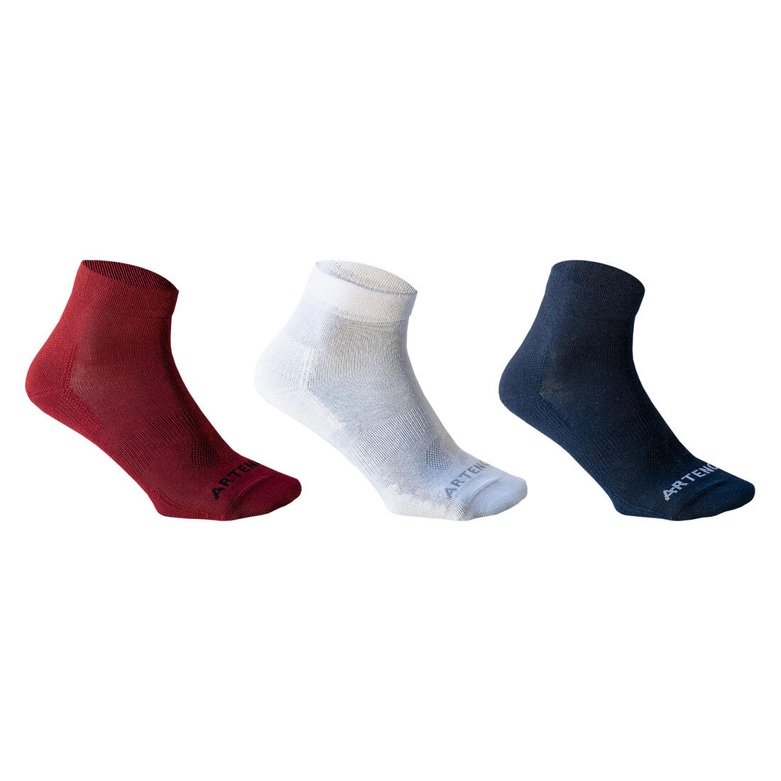 CHAUSSETTES DE SPORT MI-HAUTES ARTENGO RS 160 BLANCHES LOT DE 3