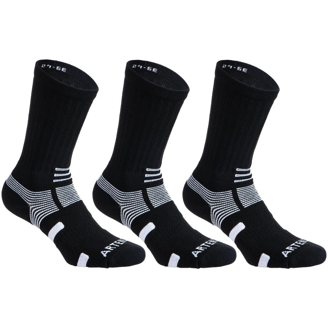 CHAUSSETTES DE SPORT HAUTES ARTENGO RS 560 LOT DE 3