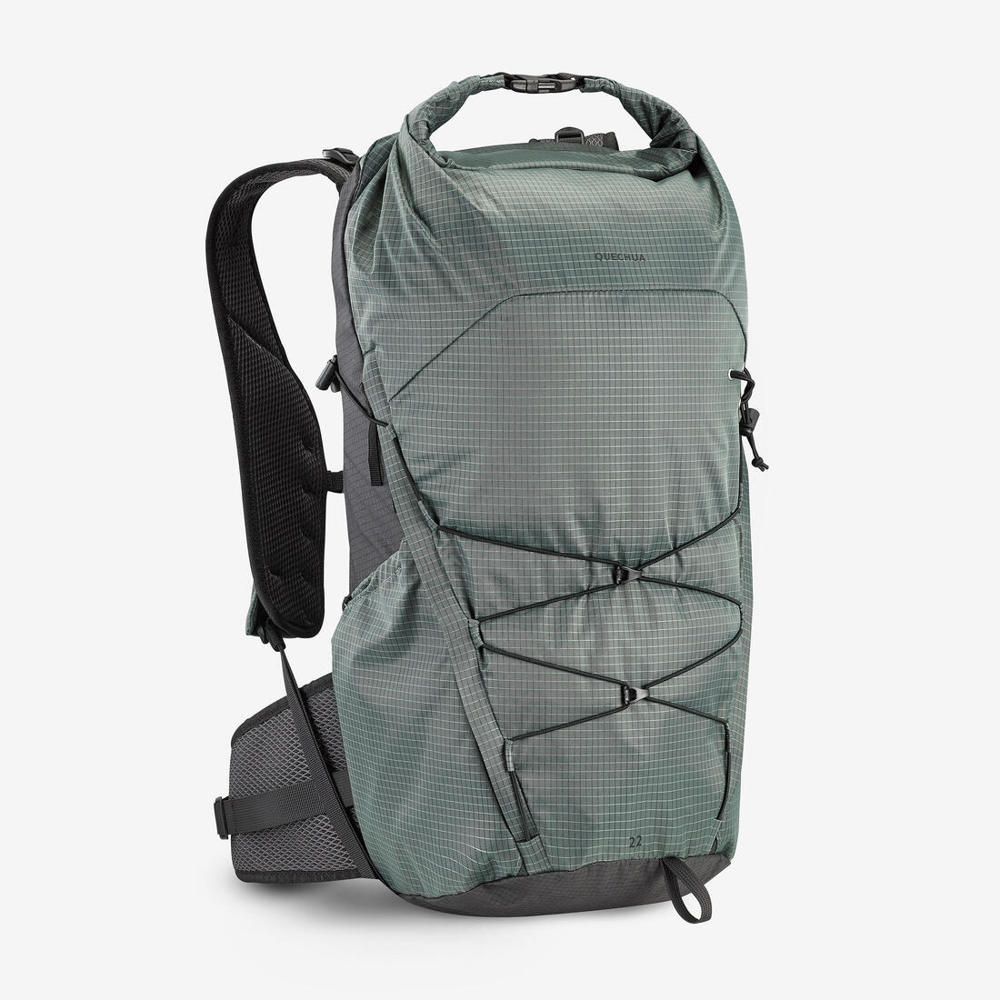 Sac à dos rolltop de randonnée montagne 22l - mh500 light vert