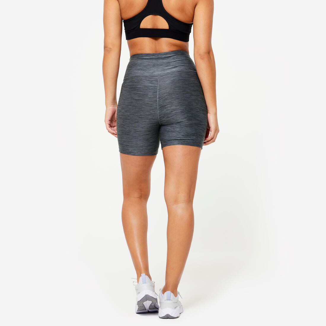 Short court moulant cardio training femme Gris chiné