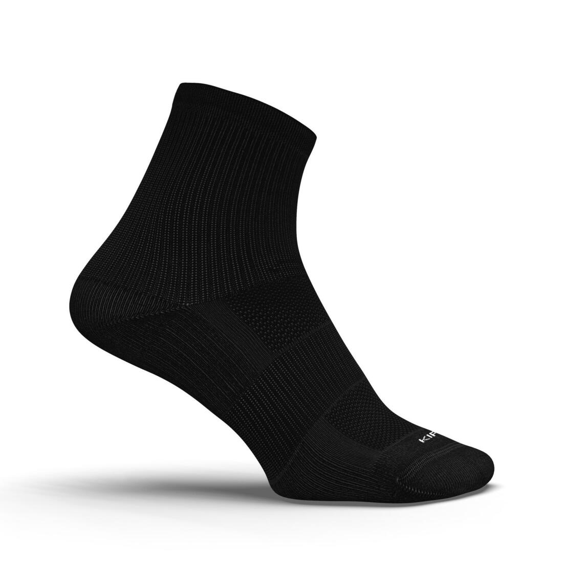 CHAUSSETTES DE RUNNING RUN500 MI-HAUTEURS X2 NOIRES