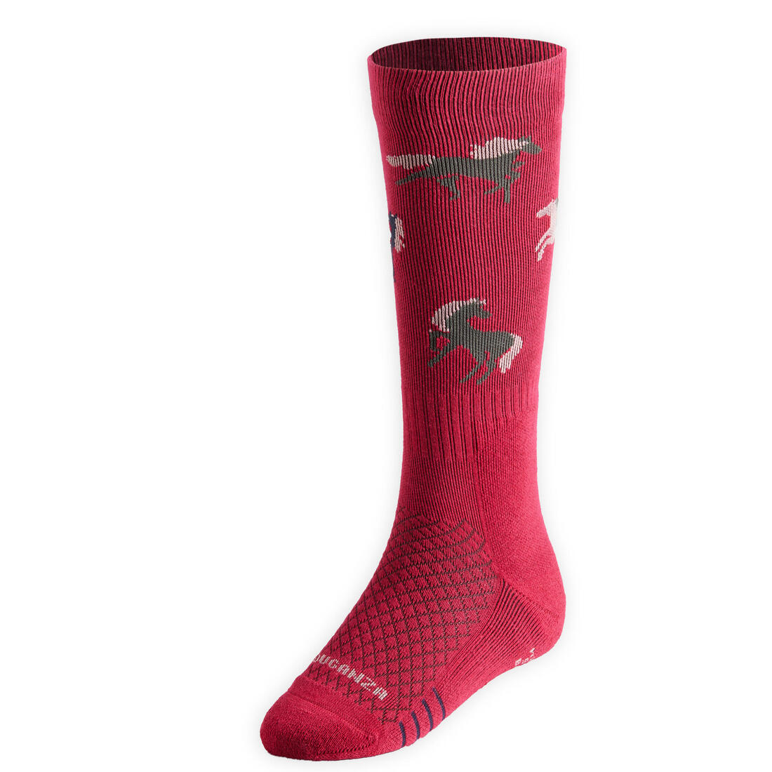 Chaussettes d'équitation enfant sks 500 motifs poneys marine et rose. lot de 2