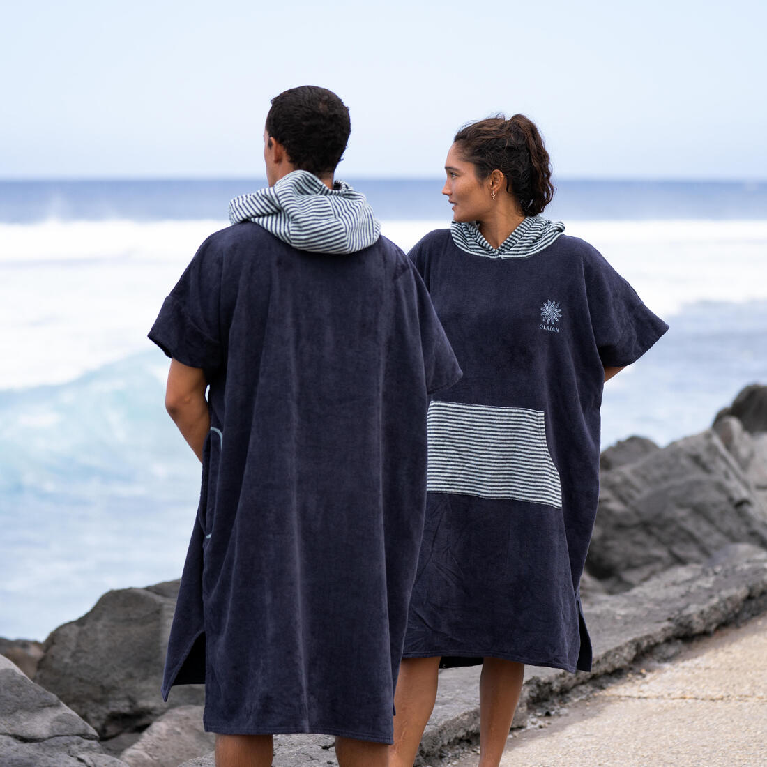 Poncho surf Adulte à partir de 150 cm - 900 Fish bleu gris