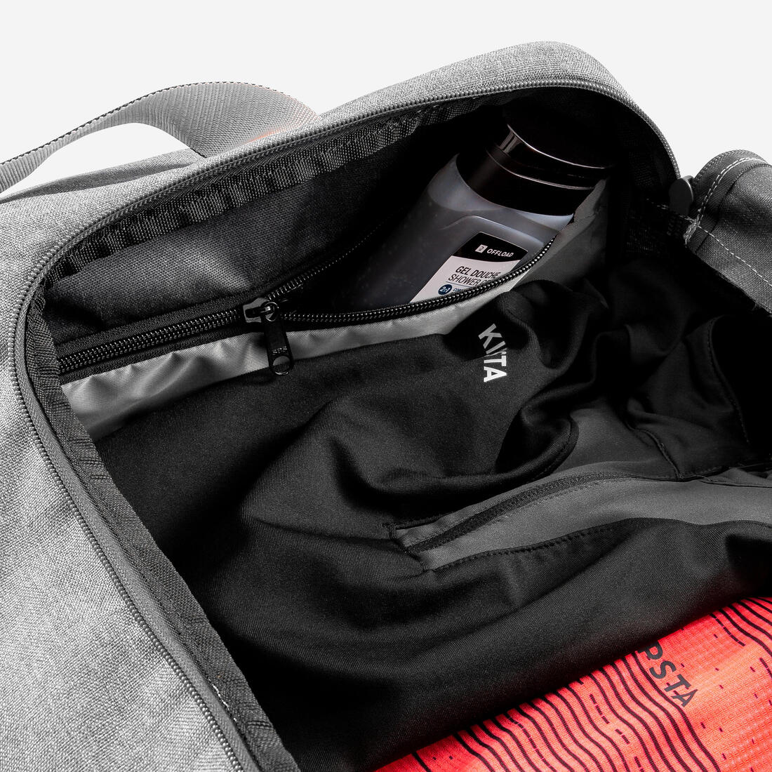 Sac de sport rigide et déperlant 55L,  noir et