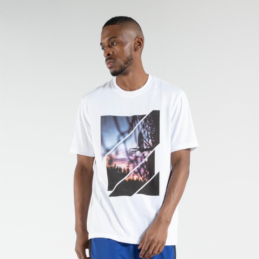 T-SHIRT / MAILLOT DE BASKETBALL HOMME TS500 BLANC 6 PHOTOS