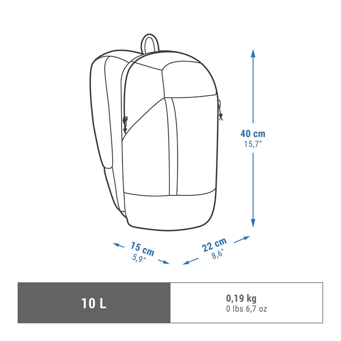 Sac à dos de randonnée 10L, NH100 Arpenaz