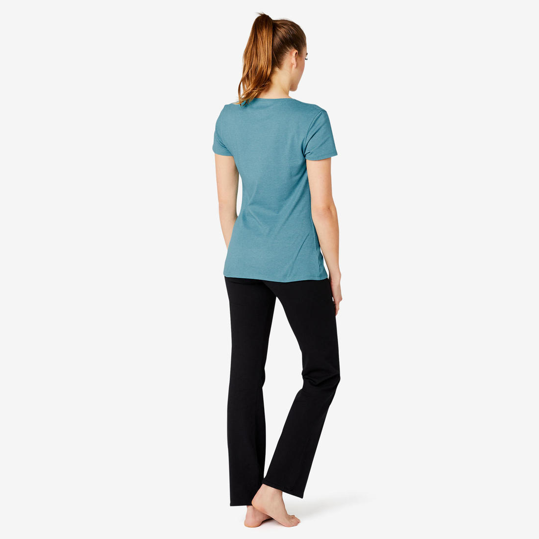 T-Shirt manches courtes régular Gym & Pilates femme bleu chiné