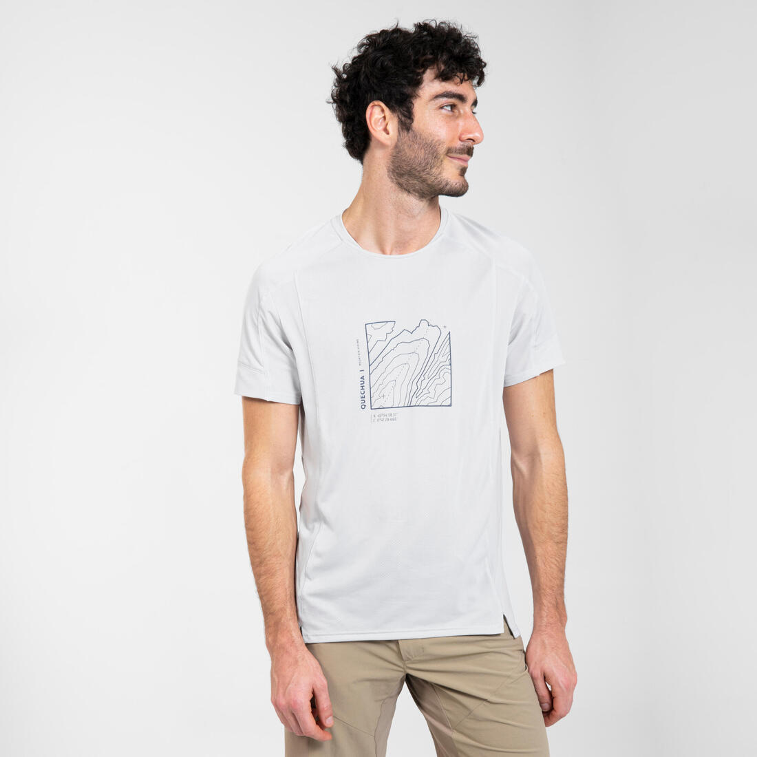 T-shirt de randonnée manches courtes en synthétique  - homme - mh500