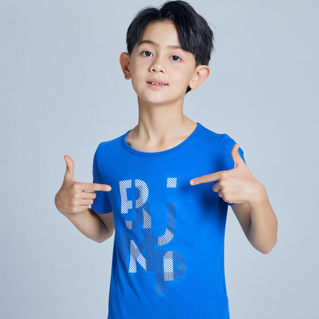 T-shirt manches courtes 100 garçon GYM ENFANT bleu ciel imprimé