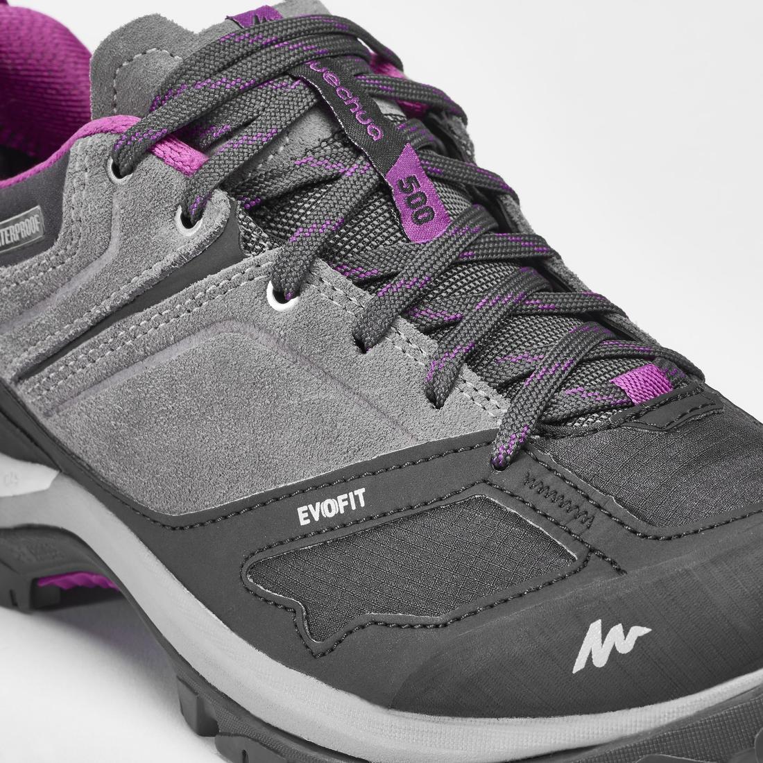 Chaussures imperméables de randonnée montagne - MH500 Gris/Rose- Femme