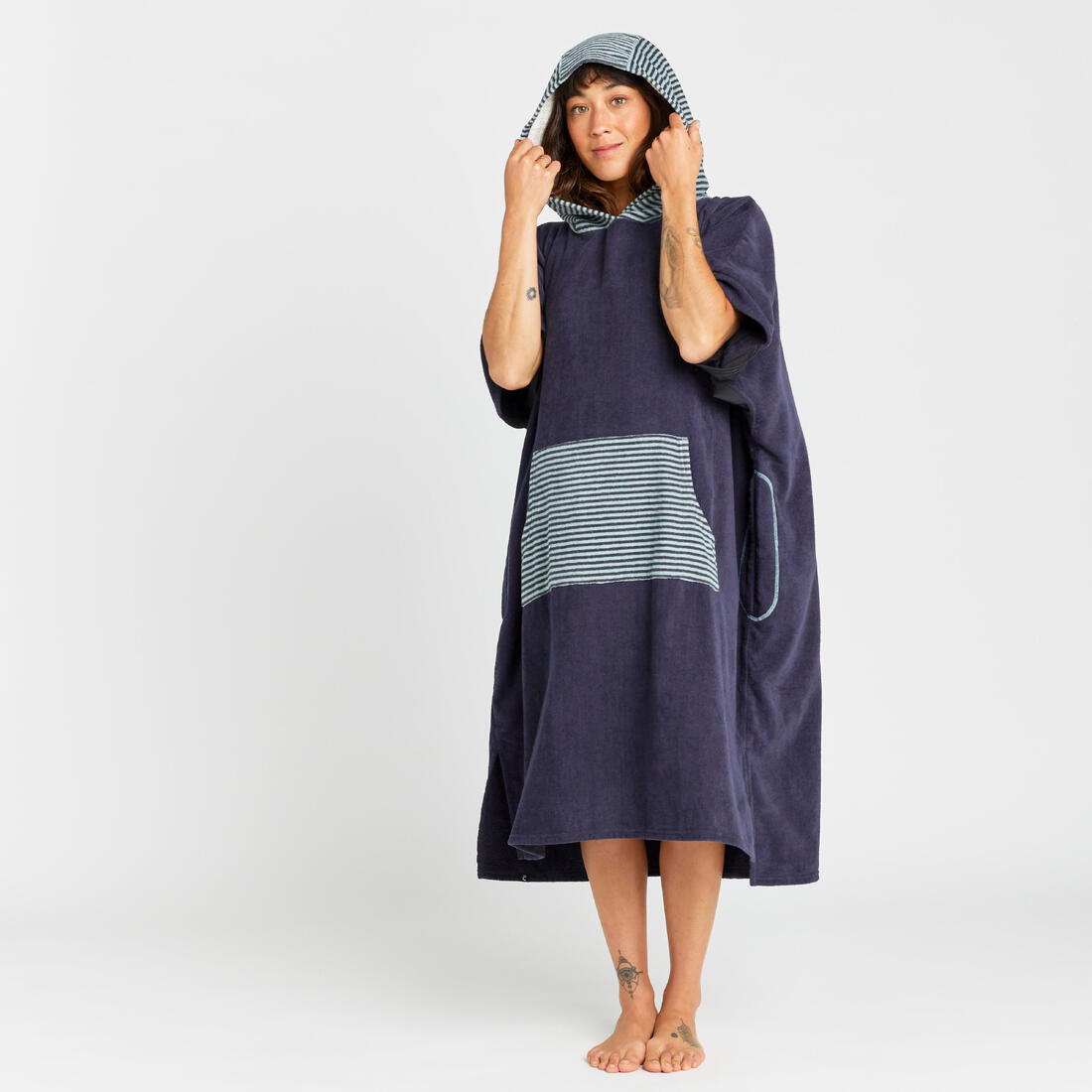 Poncho surf Adulte à partir de 150 cm - 900 Fish bleu gris