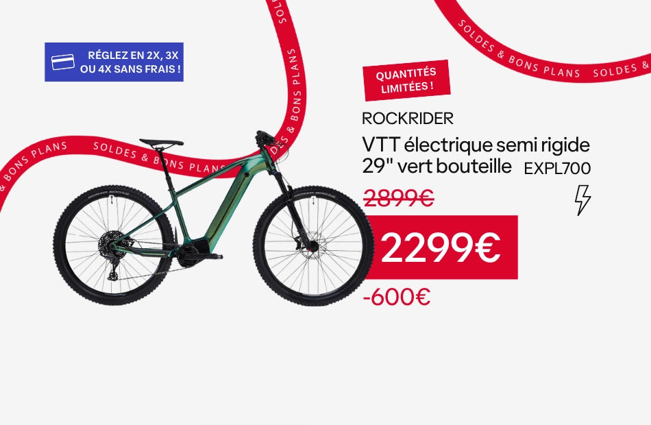 VTT électrique Rockrider EXPL 700 à 2299 euros au lieu de 2899 euros