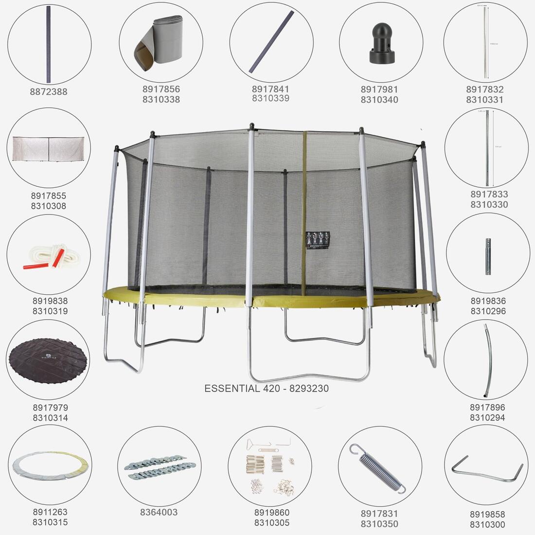 Filet protection zippé, pièce détachée trampoline, Essential 420